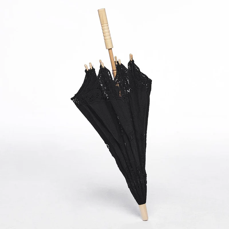 Gotischer Regenschirm mit floraler Spitze für Damen