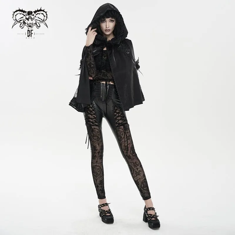 Gothic-Splice-Leggings aus Kunstleder für Damen