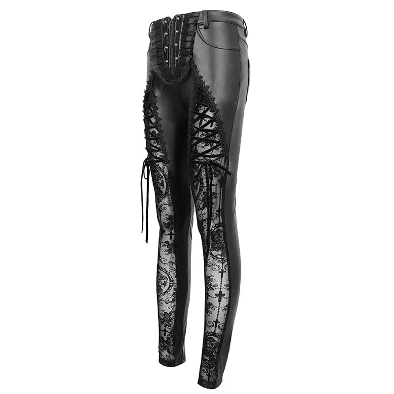 Gothic-Splice-Leggings aus Kunstleder für Damen