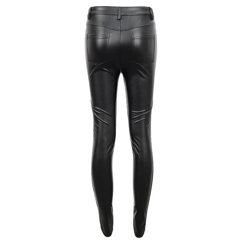Gothic-Splice-Leggings aus Kunstleder für Damen