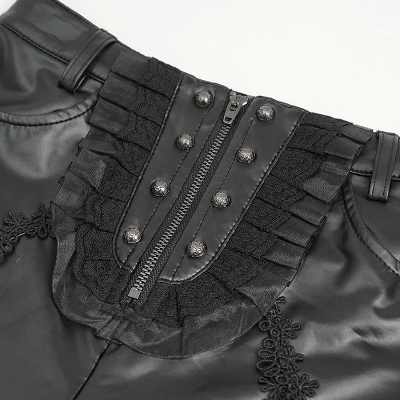 Gothic-Splice-Leggings aus Kunstleder für Damen