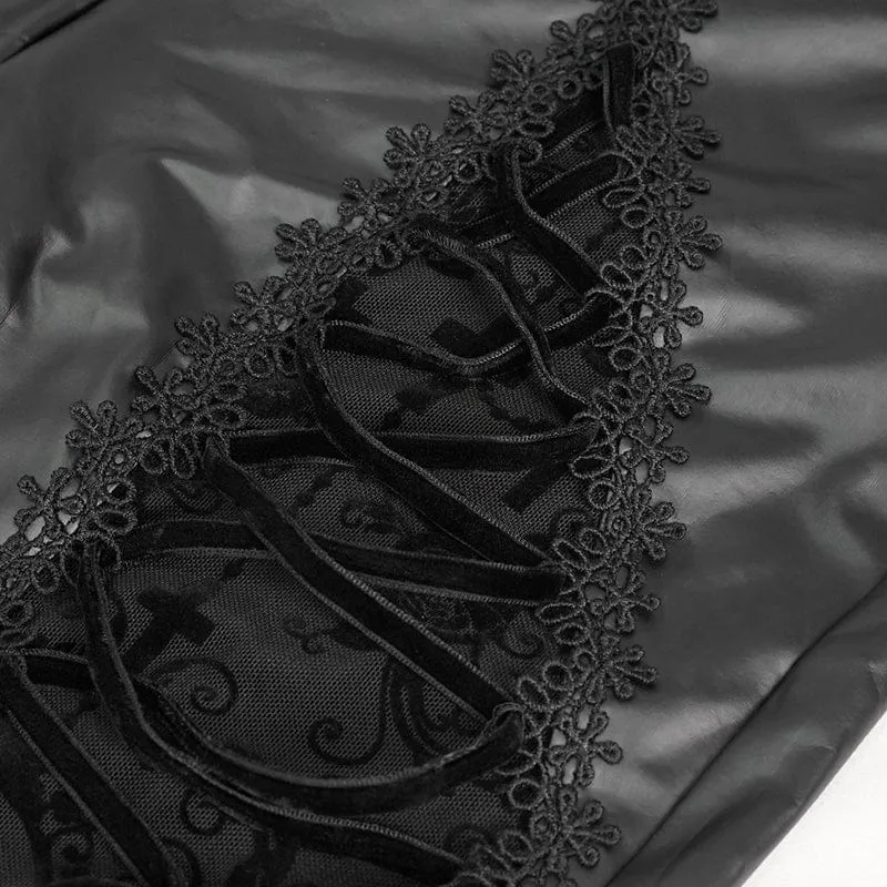 Gothic-Splice-Leggings aus Kunstleder für Damen