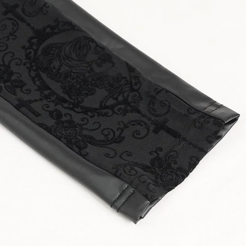 Gothic-Splice-Leggings aus Kunstleder für Damen