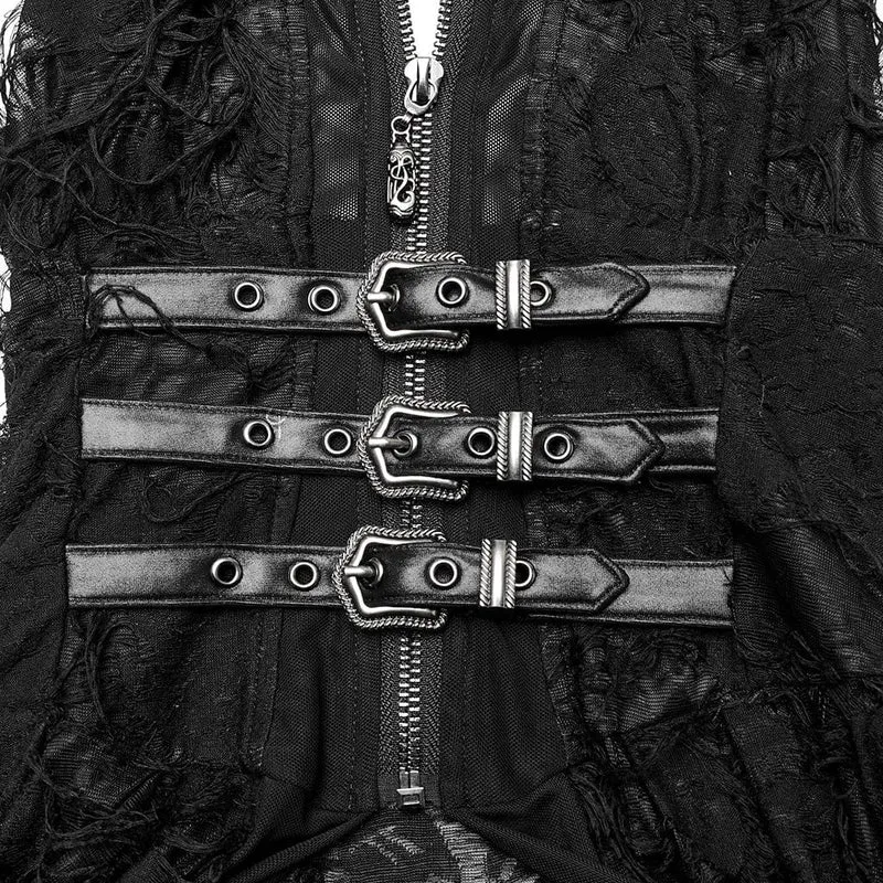 Gothic zerrissener zweiteiliger Damenmantel mit Kapuze