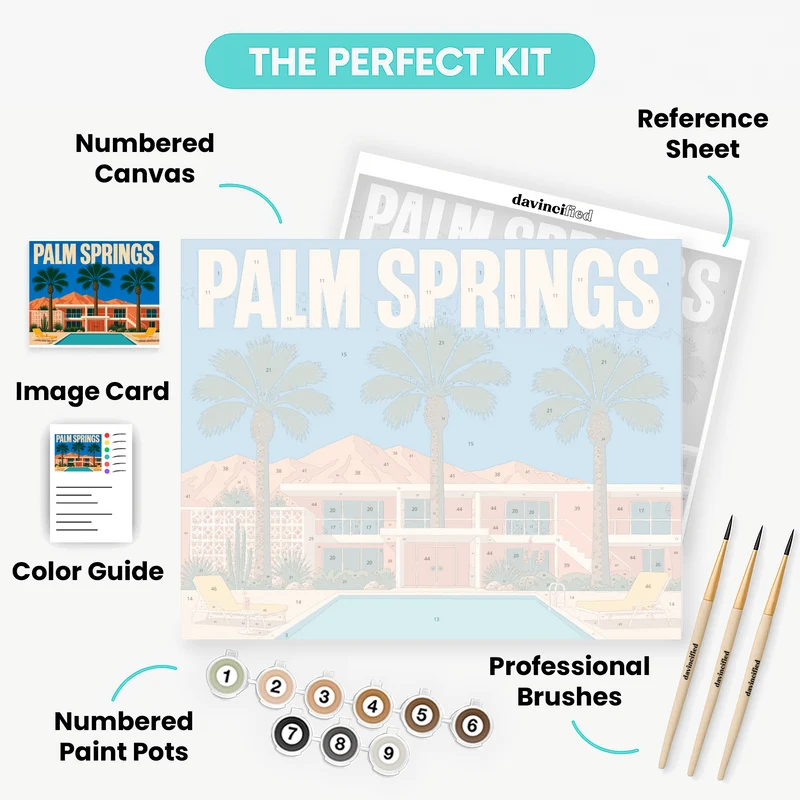 Palm Springs Retro Poolside Retreat - Paint by Numbers Kit