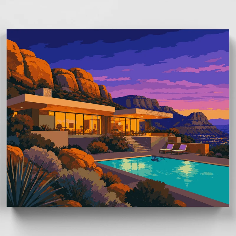 Desert Twilight Villa - Paint by Numbers Kit