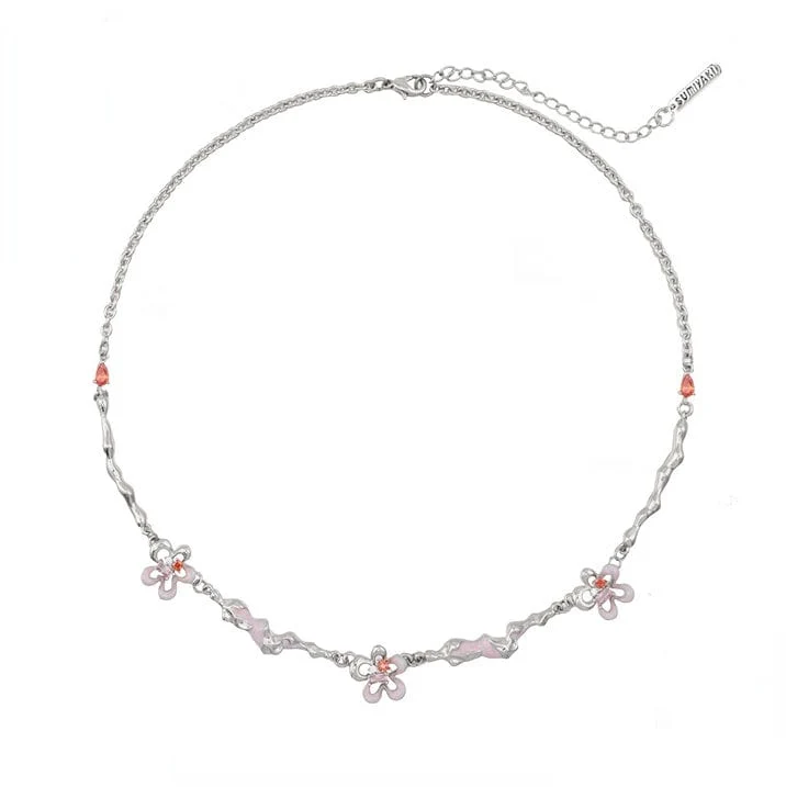 Damen Grunge Double Color Blumenhalskette