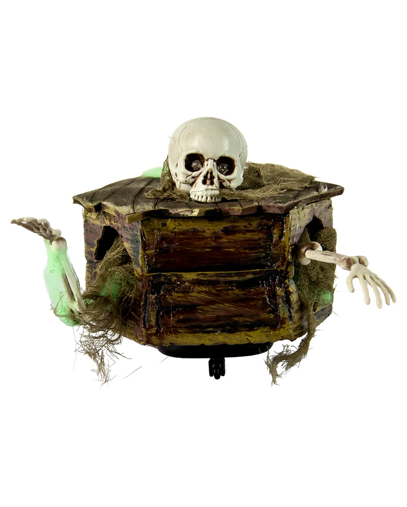 Skelett im Fahrenden Sarg als Halloween Animatronic 34cm