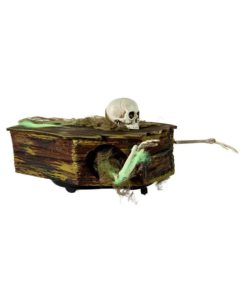 Skelett im Fahrenden Sarg als Halloween Animatronic 34cm