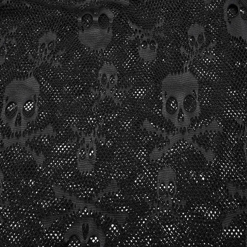 Damen Punk Skull Mesh Tank Top mit Ärmeln