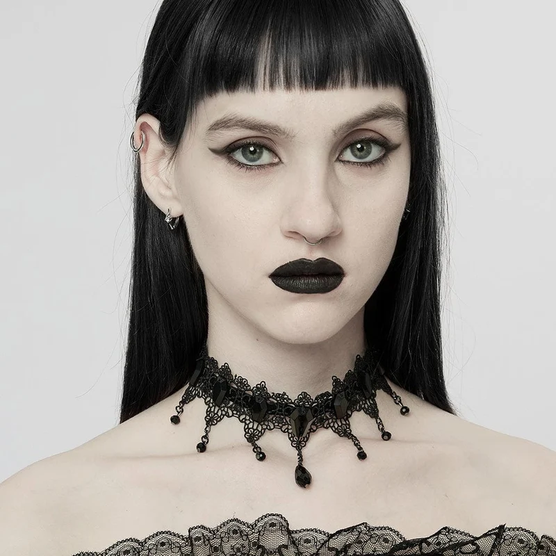 Gotischer Perlen-Spitzen-Choker für Damen