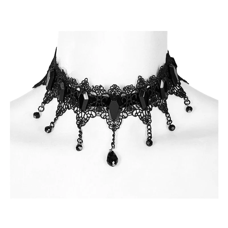 Gotischer Perlen-Spitzen-Choker für Damen