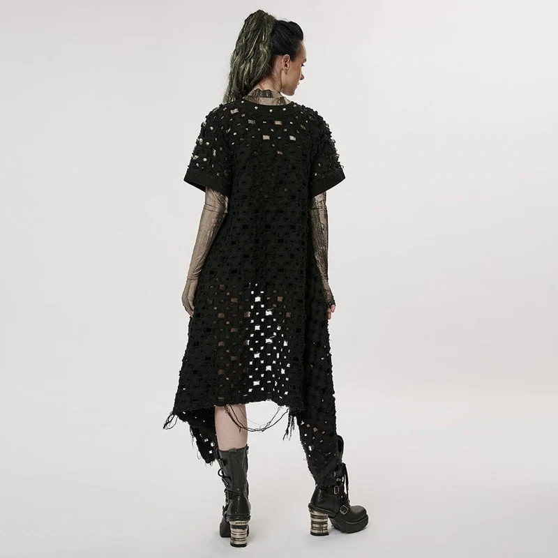 Damen Punk Ripped Buckle Cardigan