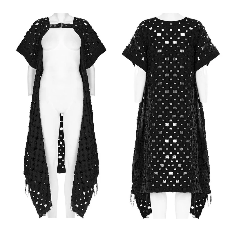 Damen Punk Ripped Buckle Cardigan