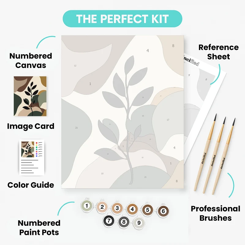 Boho Abstract Botanical Branch - Paint by Numbers Kit