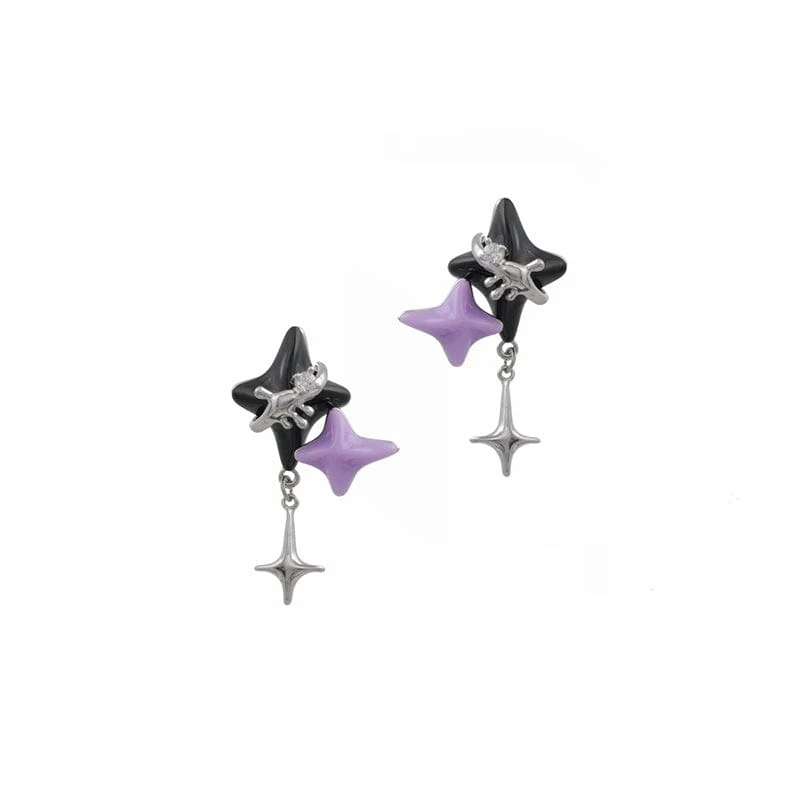 Damen Grunge Double Color Star Ohrringe