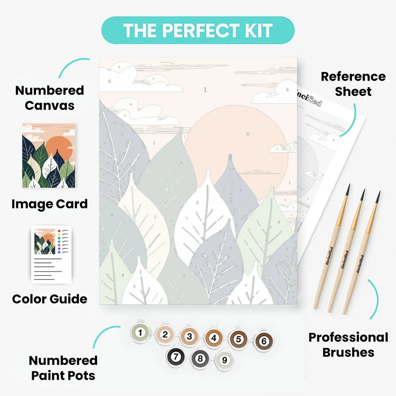 Boho Leaf Sunset - Paint by Numbers Kit