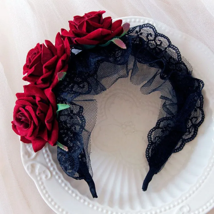 Gothic Rose Spitze Brautkopfschmuck für Damen
