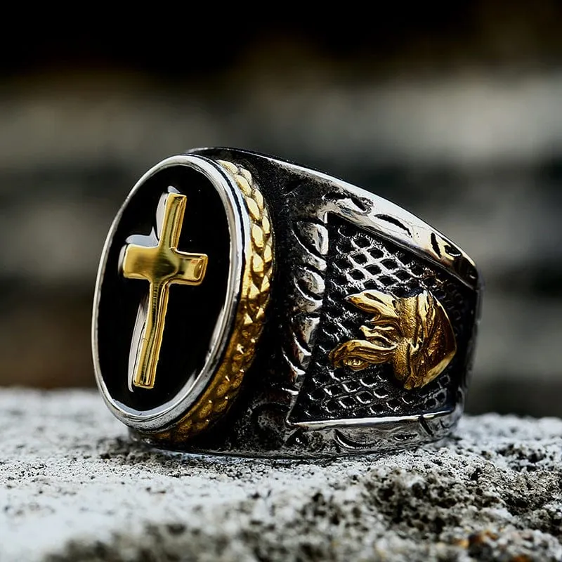 Herren Punk Double Color Cross Ring