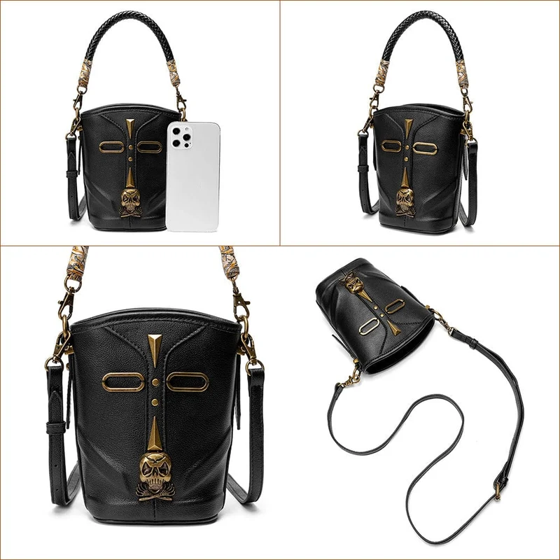 Damen Steampunk Skull Bucket Bag