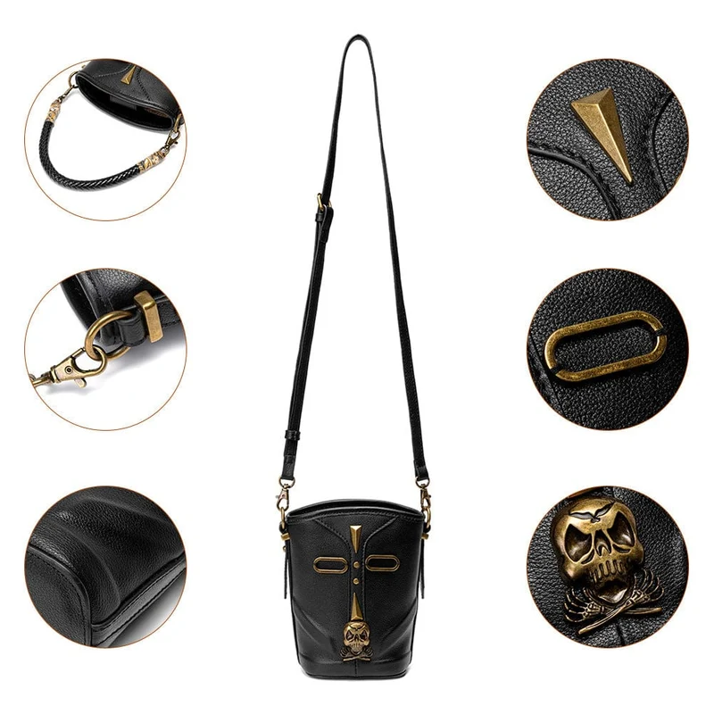 Damen Steampunk Skull Bucket Bag