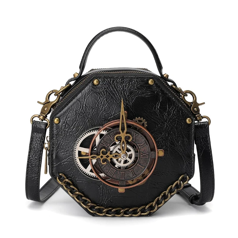 Steampunk Gear Clock Bag für Damen mit abnehmbaren Trägern