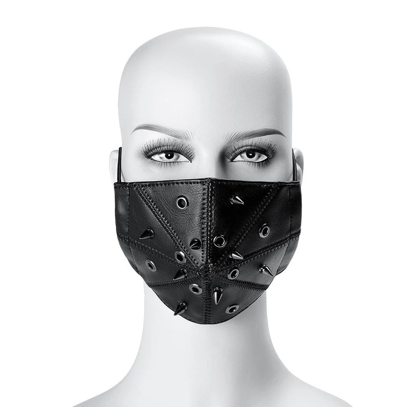 Unisex Steampunk Spikey Stitch Kunstledermaske