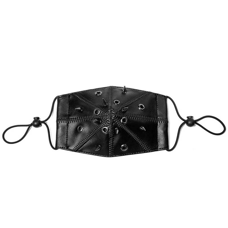 Unisex Steampunk Spikey Stitch Kunstledermaske
