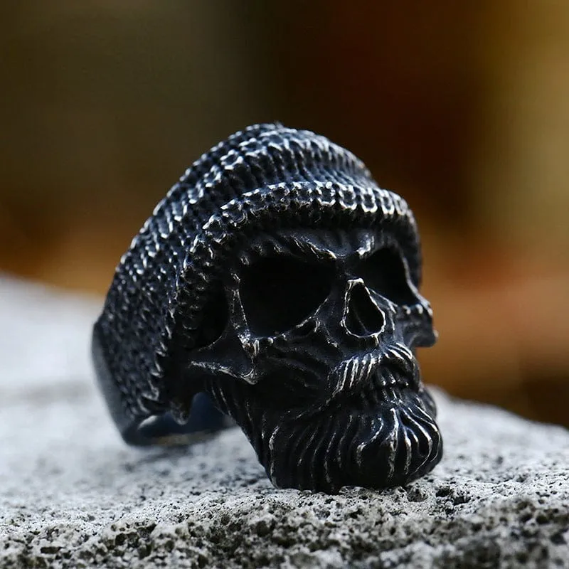 Herren Punk bärtiger Totenkopfring