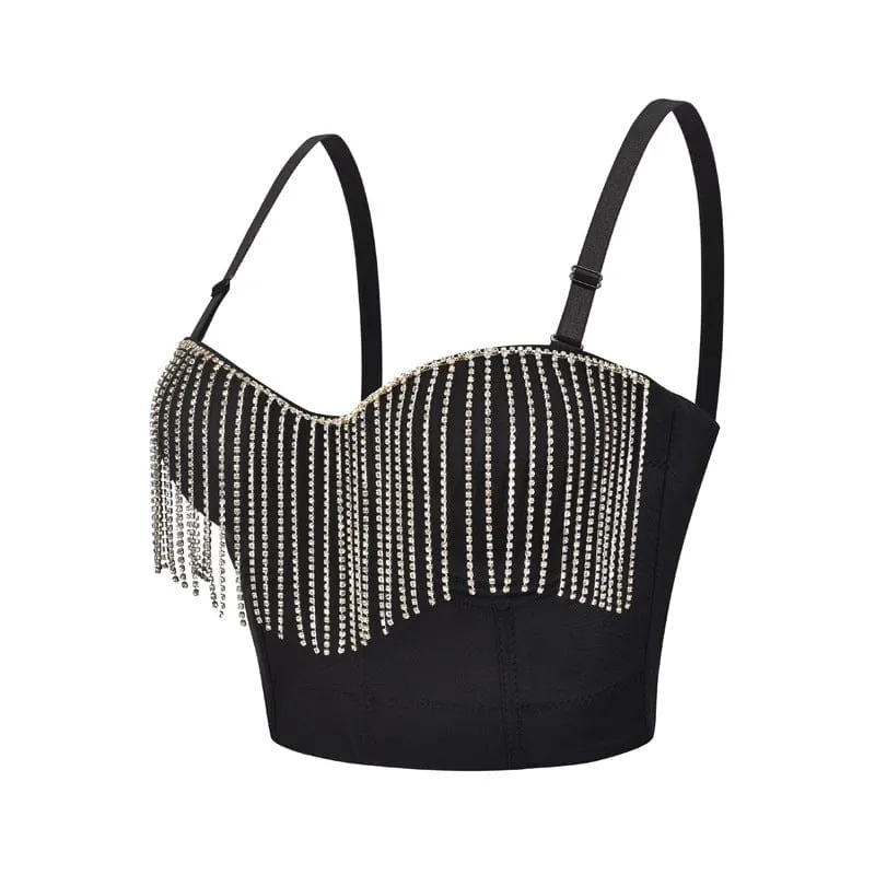 Damen Gothic Strass Quasten Bustier