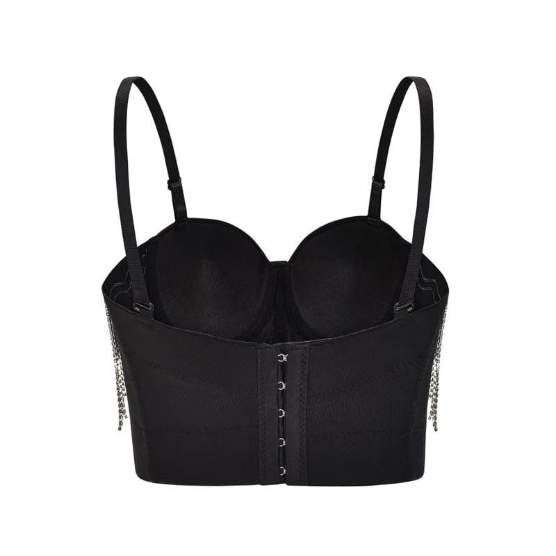 Damen Gothic Strass Quasten Bustier