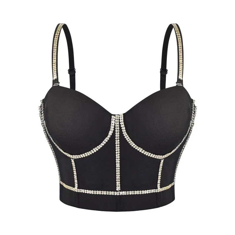 Damen Punk Strass Bustier