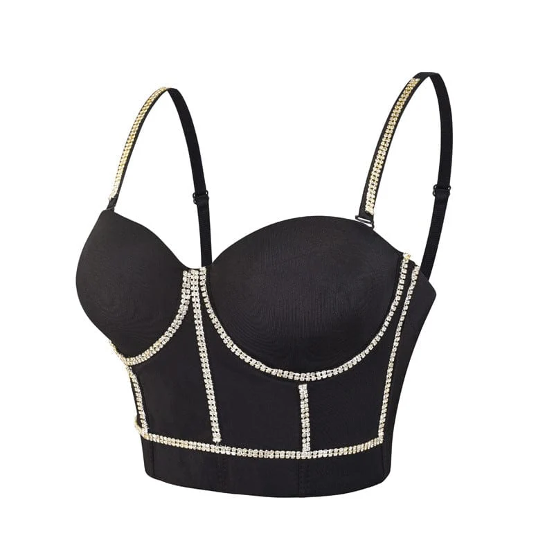 Damen Punk Strass Bustier