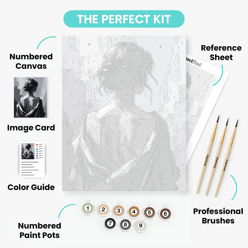 Elegant Figure in Black and White - Paint by Numbers Kit