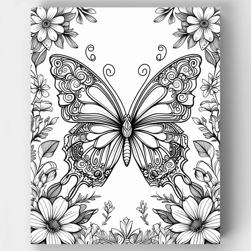Butterfly Garden in Black and White - Paint by Numbers Kit