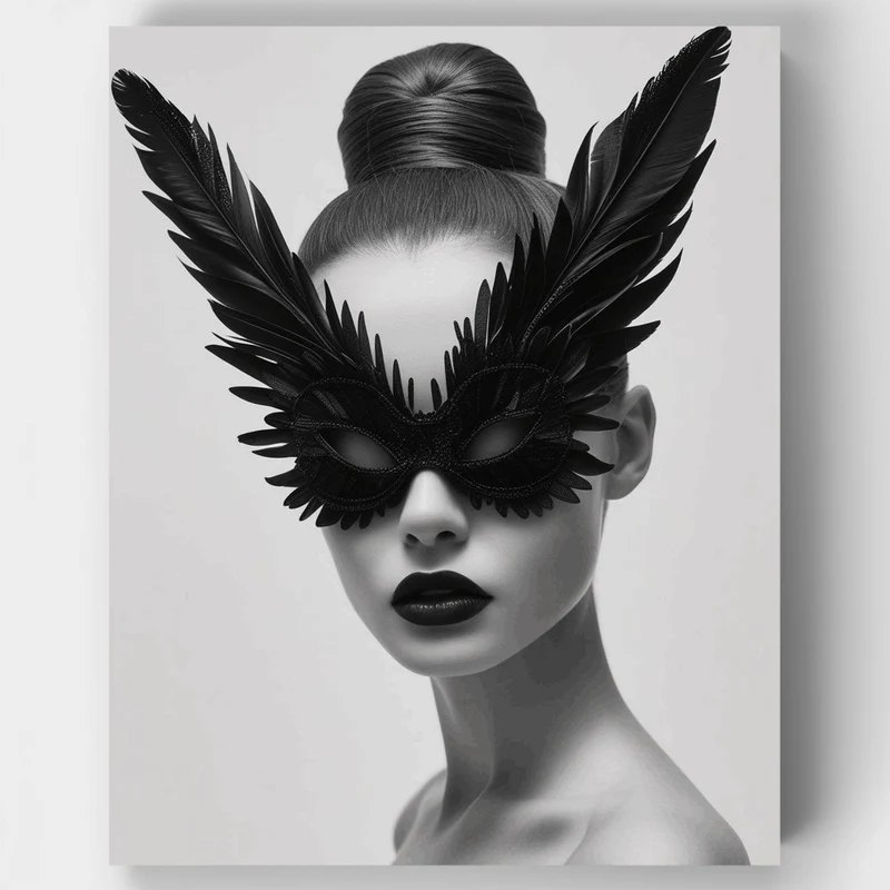 Masked Elegance in Black and White - Paint by Numbers Kit
