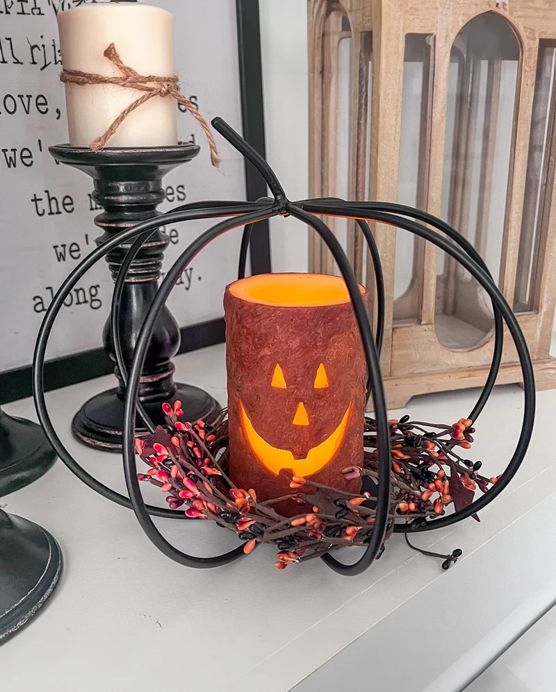 Vintage Jack-O-Lantern LED Wachskerze mit Timer 12cm