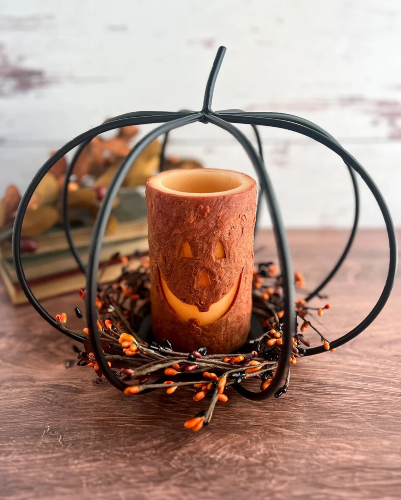 Vintage Jack-O-Lantern LED Wachskerze mit Timer 10cm