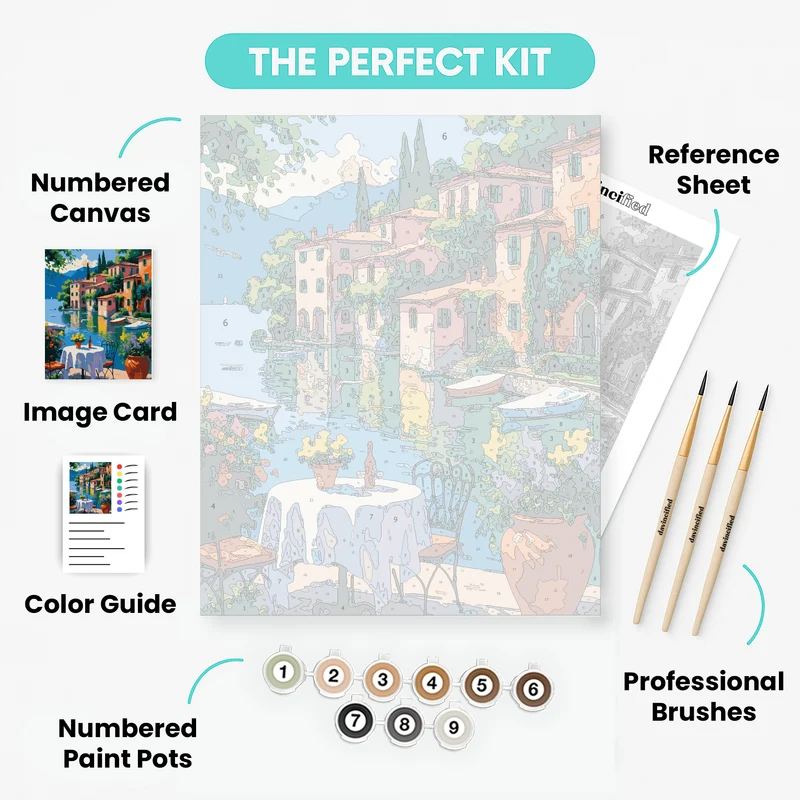 Mediterranean Waterfront Terrace - Paint by Numbers Kit