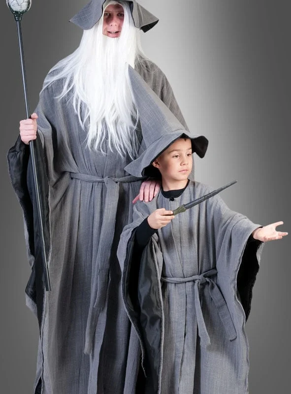 Grauer Zauberer Kinder Robe mit Hut