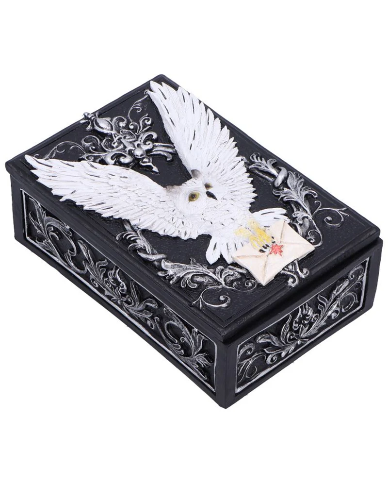 Schwarze Schmuckbox mit geheimnisvoller Eule 18cm
