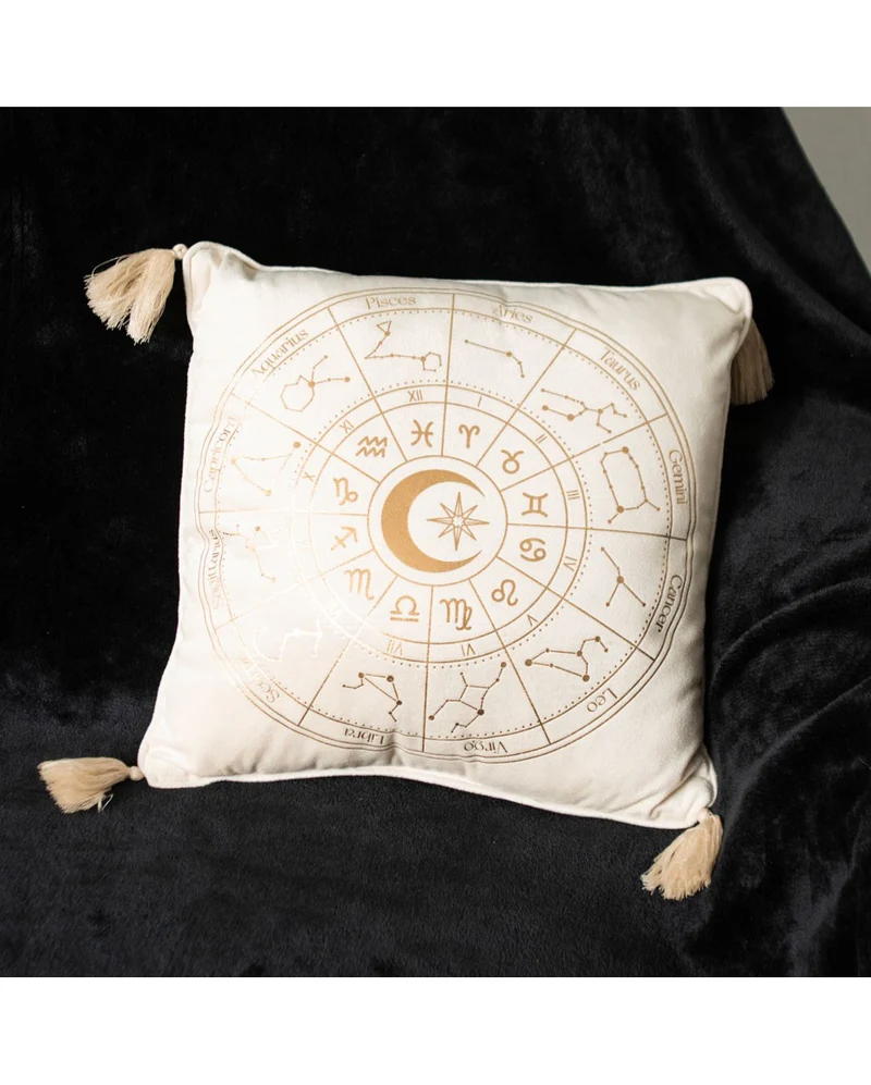 Weißes Astrologierad Kissen 35x35cm