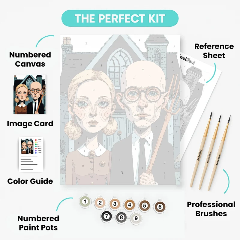 American Gothic Parody Duo - Paint by Numbers Kit