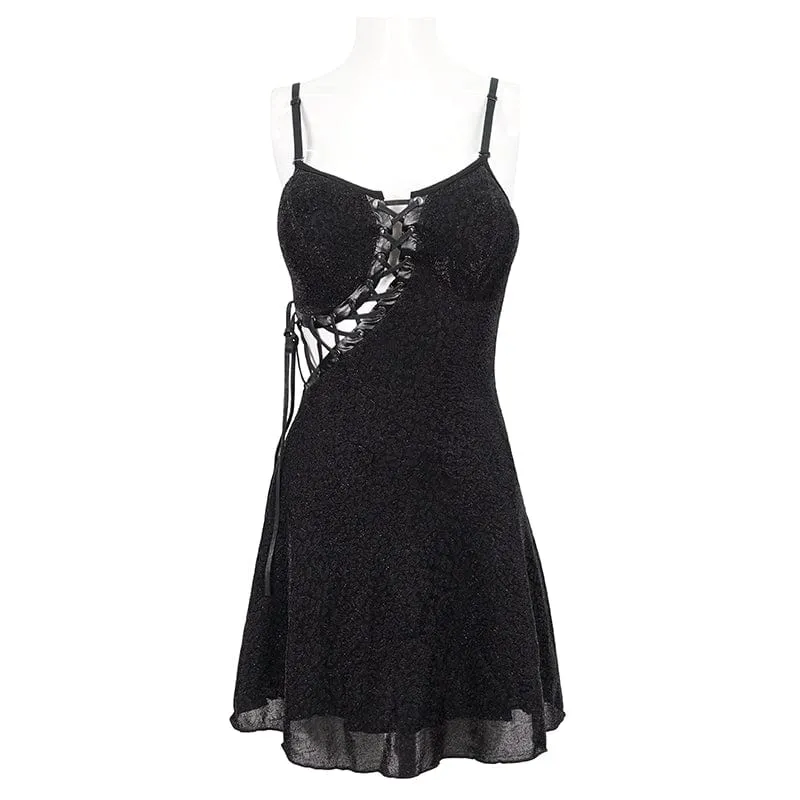 Asymmetrisches Riemchen-Slip-Kleid mit Punk-Ausschnitt für Damen