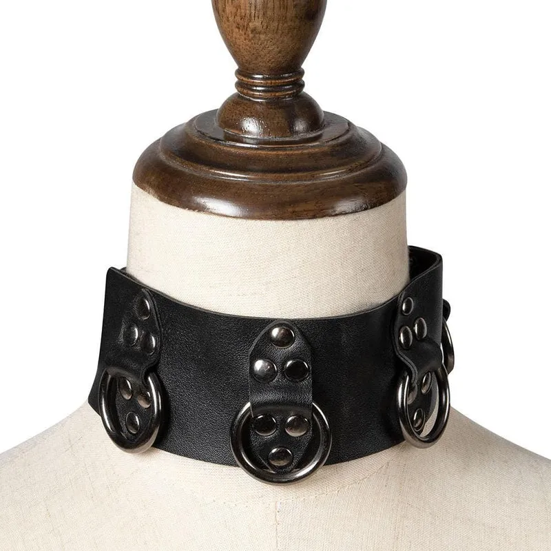Damen Steampunk Annuli Halsband mit genagelter Schnalle