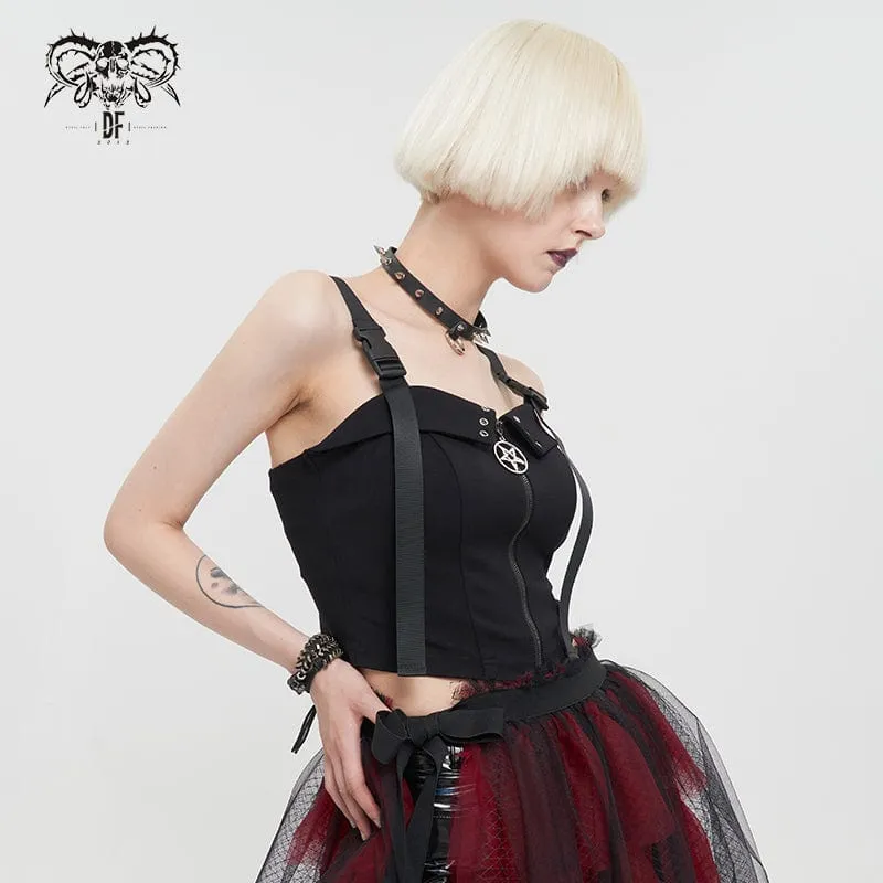 Damen Punk Star Bustier mit Reißverschlussschnalle