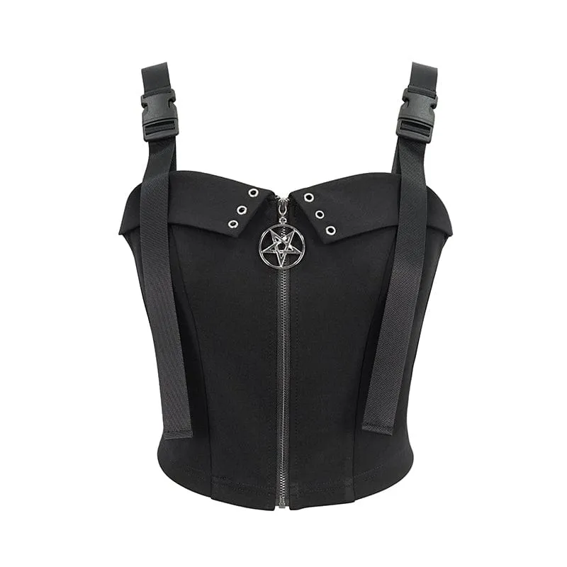 Damen Punk Star Bustier mit Reißverschlussschnalle