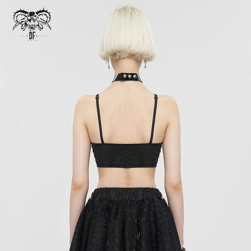 Damen Punk Faux Lackleder Splice Halfter Bustier