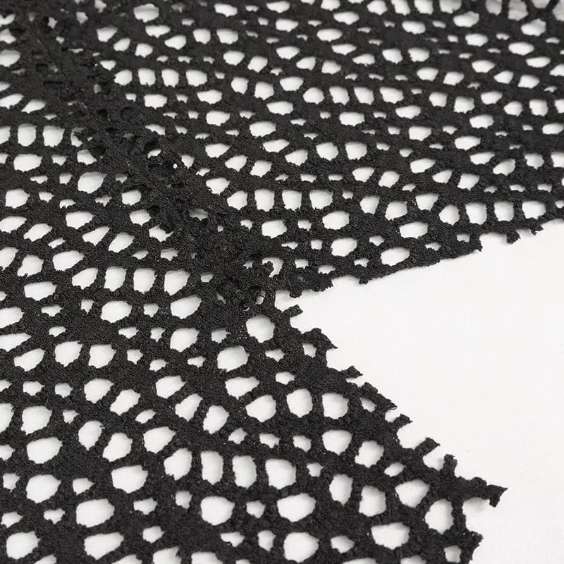 Damen Punk Unregelmäßiges Riemchen-Mesh-Kurzarmhemd