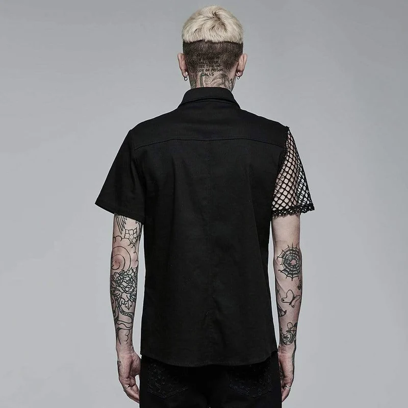 Herren Punk Rivet Splice Netzhemd